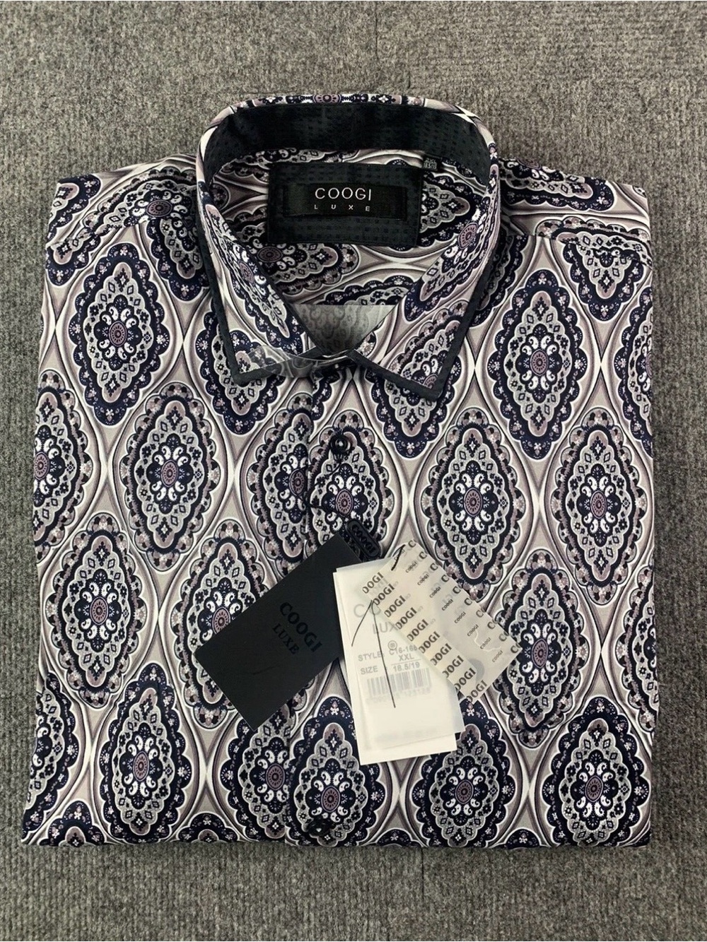 Coogi Luxe Mens Long Sleeve Flip Cuff Button Up Shirt Size 2XL Multicolor $140